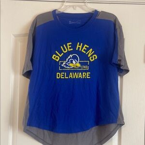 Under Armour Blue and Gray Short Sleeve Tee University of Delaware Blue Hens